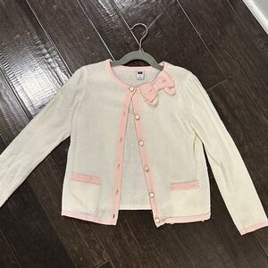 Janie and Jack Pink and Cream Knit Cardigan